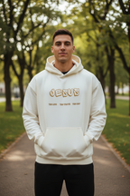 "Mann trägt weißen Jesus Hoodie"