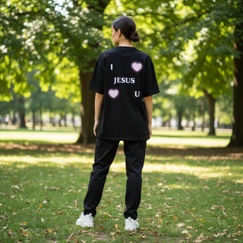 Oversized T-shirt - LOVE JESUS YOU - BACK PRINT