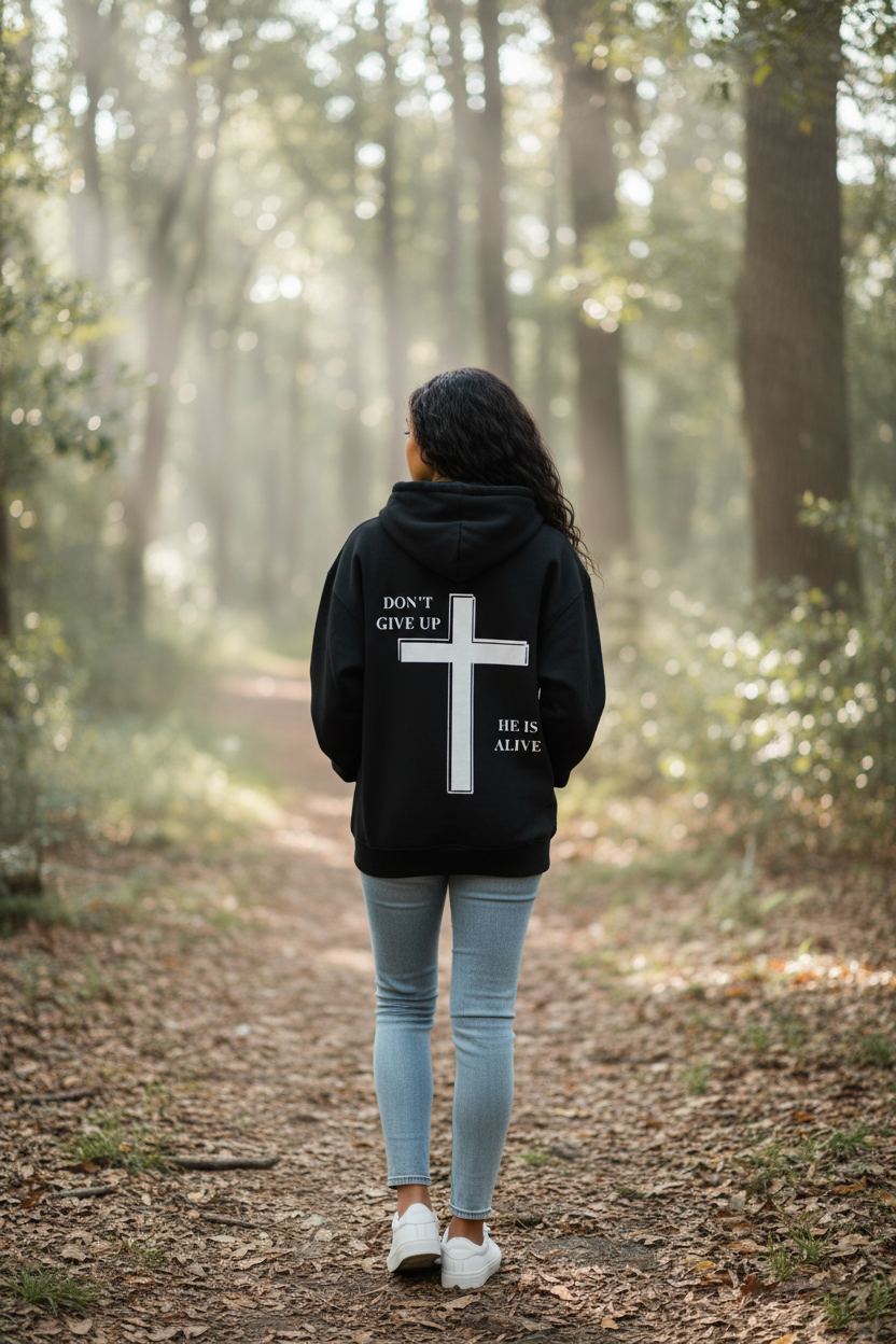 „Don't Give Up“ – Oversized Zip Hoodie | Unisex | Front & Back Print